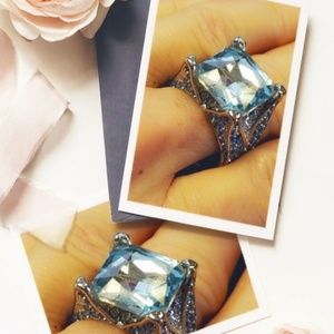 2for 8$ Aquamarine Silver Plated Size 9